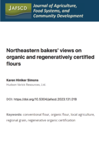 Northeastern bakers' views on organic and regeneratively certified flours